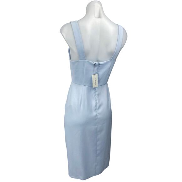 NEW Aritzia Babaton Blue Sleeveless Slit Square Neck Midi Sheath Dress Size 4 - Picture 3 of 5